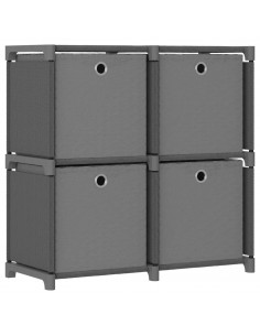 Mobile con 4 Scatole a Cubo Grigio 69x30x72,5 cm in Tessuto 2