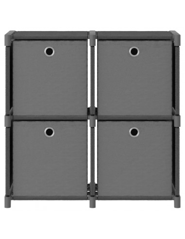 Mobile con 4 Scatole a Cubo Grigio 69x30x72,5 cm in Tessuto