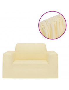 Fodera Elasticizzata per Divano in Jersey di Poliestere Crema 2