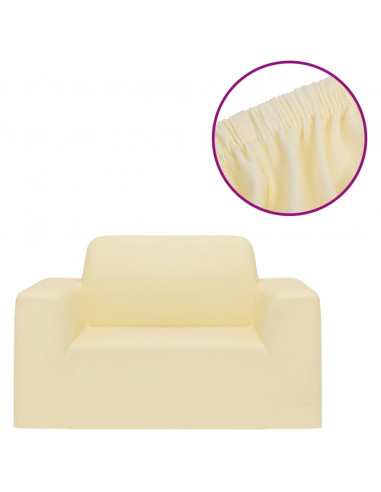 Fodera Elasticizzata per Divano in Jersey di Poliestere Crema