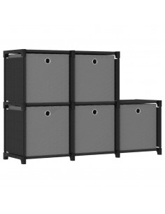 Mobile con 5 Scatole a Cubo Nero 103x30x72,5 cm in Tessuto 2