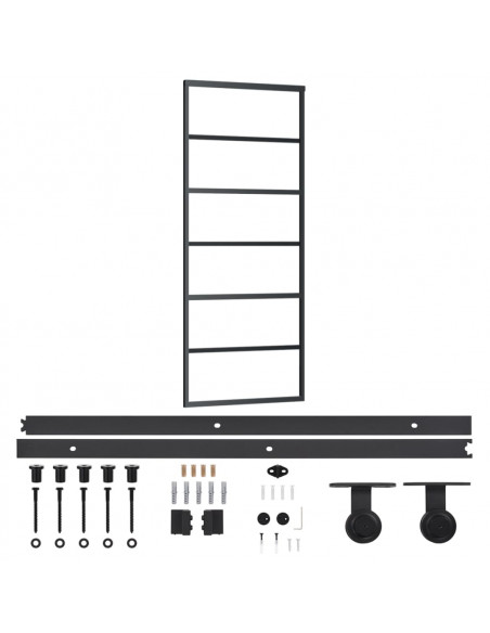 Porta Scorrevole con Kit Montaggio Vetro ESG Alluminio 76x205cm