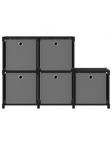 Mobile con 5 Scatole a Cubo Nero 103x30x72,5 cm in Tessuto