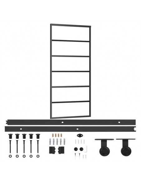 Porta Scorrevole con Kit Montaggio Vetro ESG Alluminio 90x205cm