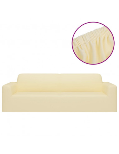 Fodera Elasticizzata Divano 3 Posti in Jersey Poliestere Crema
