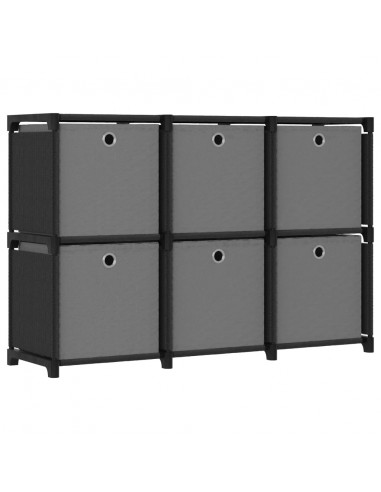 Mobile con 6 Scatole a Cubo Nero 103x30x72,5 cm in Tessuto