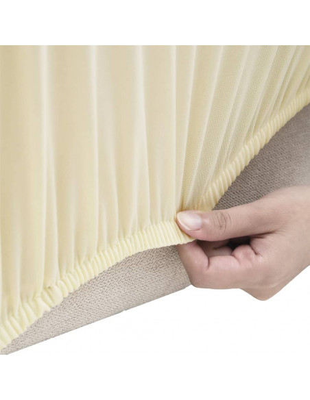 Fodera Elasticizzata Divano 3 Posti in Jersey Poliestere Crema