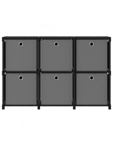 Mobile con 6 Scatole a Cubo Nero 103x30x72,5 cm in Tessuto