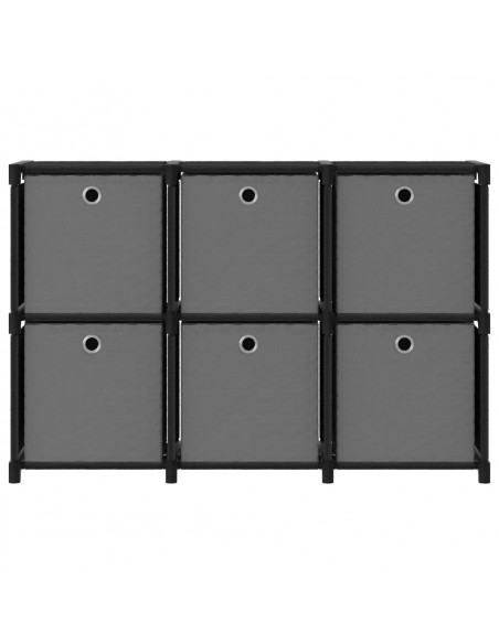 Mobile con 6 Scatole a Cubo Nero 103x30x72,5 cm in Tessuto