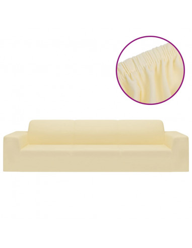 Fodera Elasticizzata Divano 4 Posti in Jersey Poliestere Crema