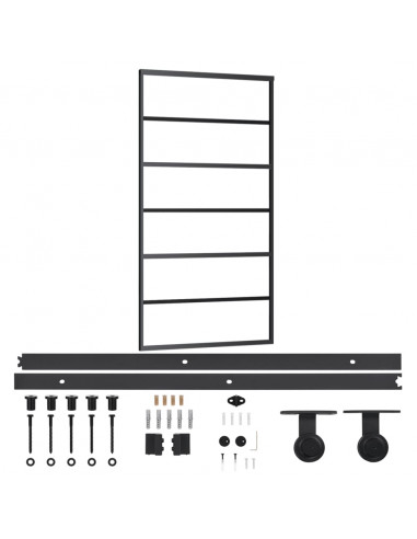 Porta Scorrevole e Kit Montaggio Vetro ESG Alluminio 102x205cm
