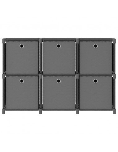 Mensola con 6 Scatole a Cubo Grigia 103x30x72,5 cm in Tessuto