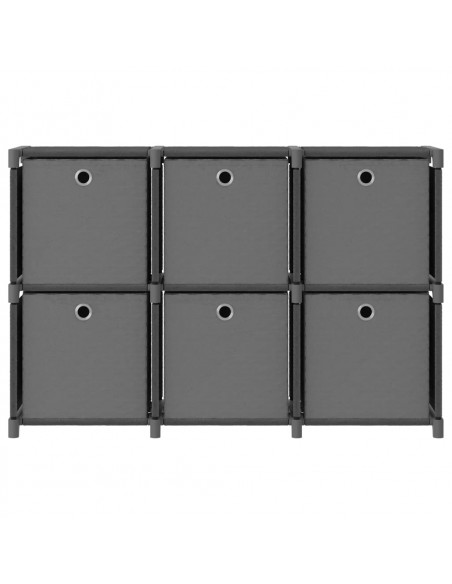 Mensola con 6 Scatole a Cubo Grigia 103x30x72,5 cm in Tessuto