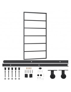 Porta Scorrevole e Kit Montaggio Vetro ESG Alluminio 102x205cm 2