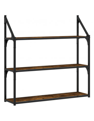 Scaffale Parete 3 Ripiani Rovere Fumo 80x21x78,5 cm Multistrato