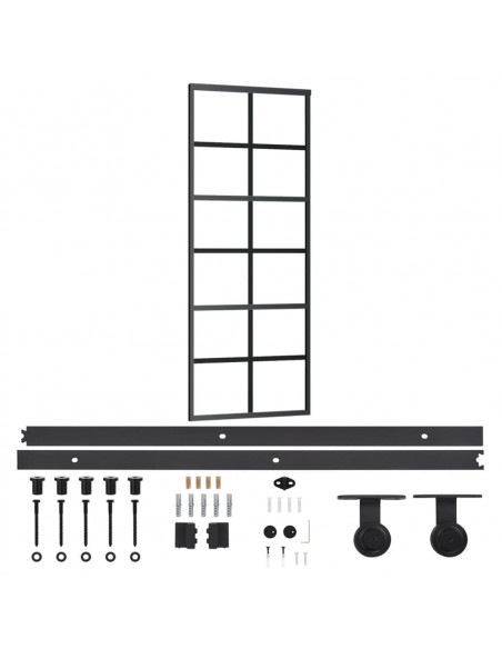 Porta Scorrevole con Kit Montaggio Vetro ESG Alluminio 76x205cm