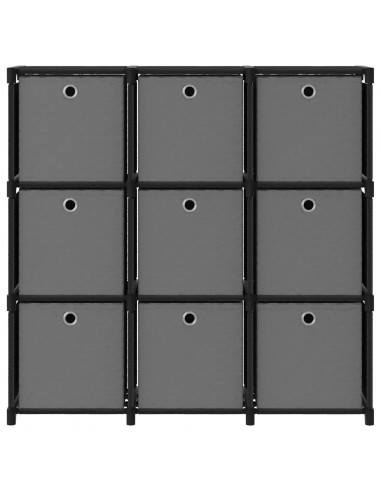 Mobile con 9 Scatole a Cubo Nero 103x30x107,5 cm in Tessuto