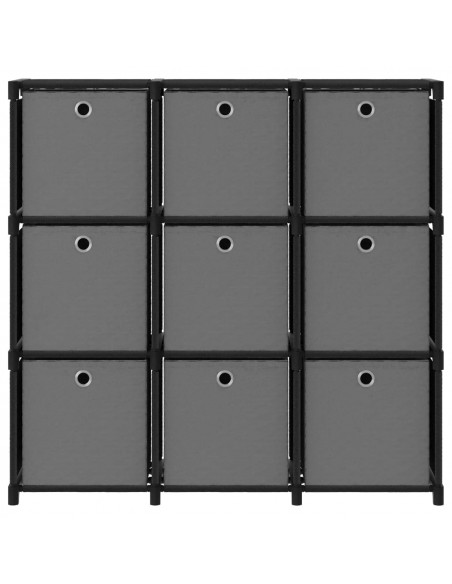 Mobile con 9 Scatole a Cubo Nero 103x30x107,5 cm in Tessuto