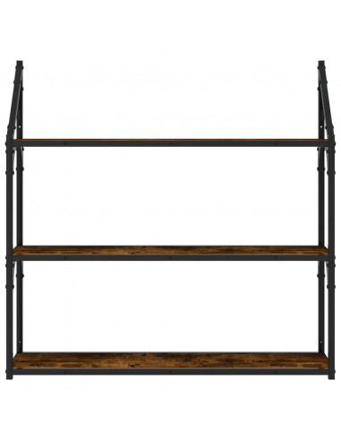 Scaffale Parete 3 Ripiani Rovere Fumo 80x21x78,5 cm Multistrato