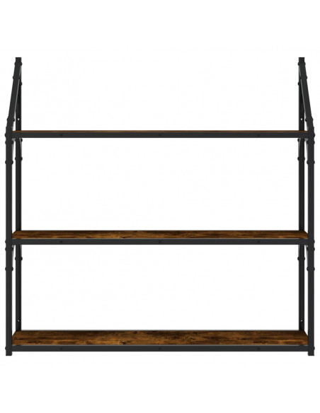 Scaffale Parete 3 Ripiani Rovere Fumo 80x21x78,5 cm Multistrato