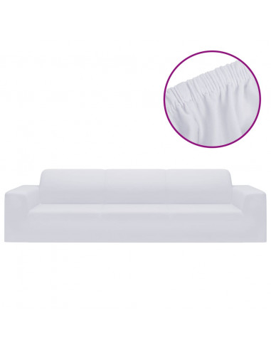Fodera Elasticizzata Divano 4 Posti in Jersey Poliestere Bianco