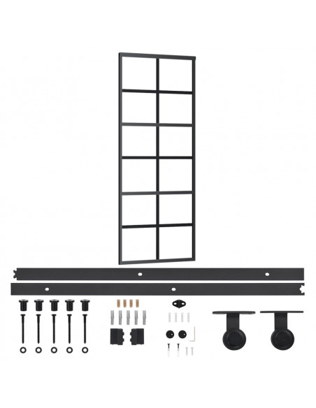 Porta Scorrevole con Kit Montaggio Vetro ESG Alluminio 76x205cm