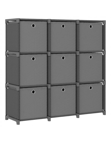 Mobile con 9 Scatole a Cubo Grigio 103x30x107,5 cm in Tessuto