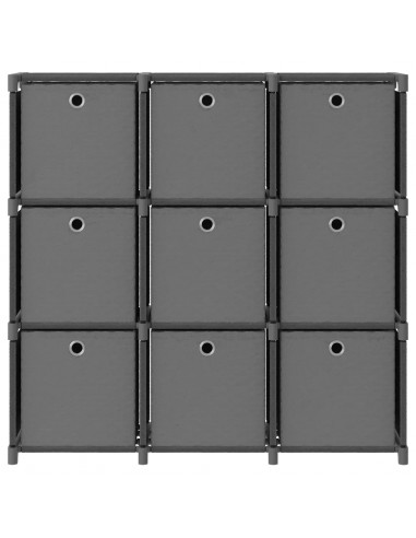 Mobile con 9 Scatole a Cubo Grigio 103x30x107,5 cm in Tessuto