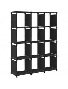 Mensola con 12 Vani a Cubo Nera 103x30x141 cm in Tessuto 2