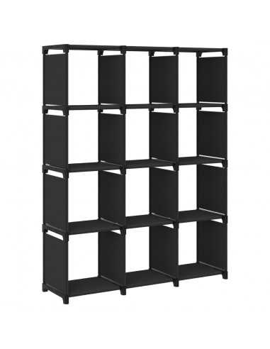 Mensola con 12 Vani a Cubo Nera 103x30x141 cm in Tessuto