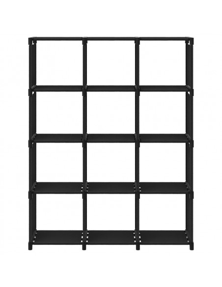 Mensola con 12 Vani a Cubo Nera 103x30x141 cm in Tessuto