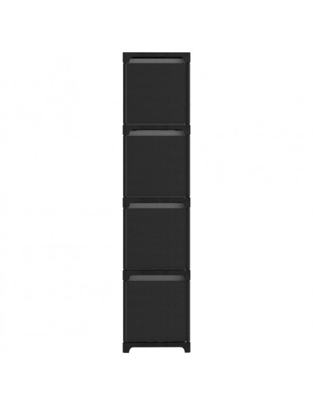 Mensola con 12 Scatole a Cubo Nera 103x30x141 cm in Tessuto