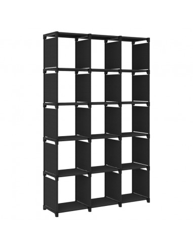 Mobile per 15 Scatole a Cubo Nero 103x30x175,5 cm in Tessuto