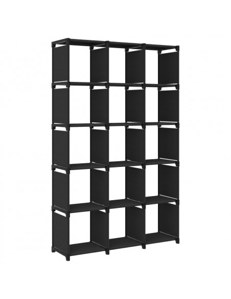 Mobile per 15 Scatole a Cubo Nero 103x30x175,5 cm in Tessuto