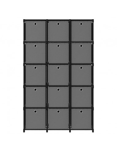 Mobile con 15 Scatole a Cubo Nero 103x30x175,5 cm in Tessuto