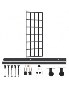 Porta Scorrevole con Kit Montaggio Vetro ESG Alluminio 76x205cm 2
