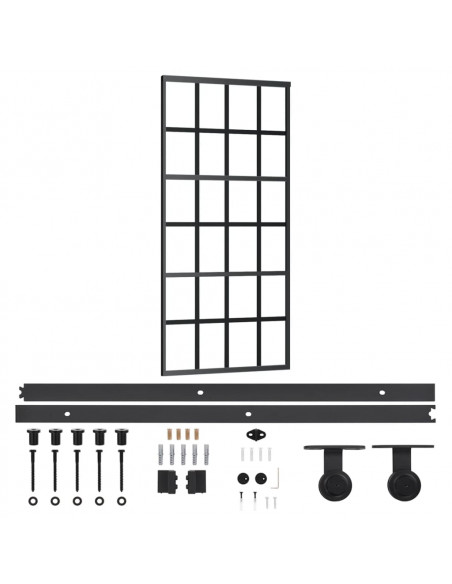 Porta Scorrevole con Kit Montaggio Vetro ESG Alluminio 90x205cm