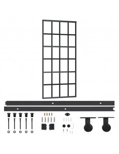 Porta Scorrevole con Kit Montaggio Vetro ESG Alluminio 90x205cm 2