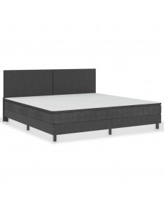 Letto a Molle Grigio in Tessuto 200x200 cm 2