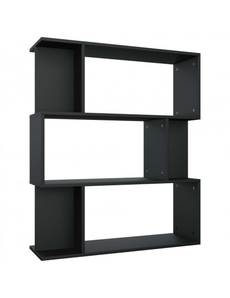 Libreria/Divisorio Nero 80x24x96 cm in Legno Multistrato