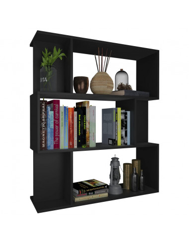 Libreria/Divisorio Nero 80x24x96 cm in Legno Multistrato