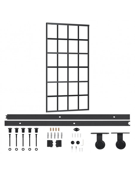 Porta Scorrevole e Kit Montaggio Vetro ESG Alluminio 102x205 cm