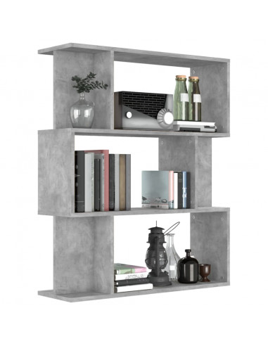 Libreria/Divisorio Grigio Cemento 80x24x96 cm Legno Multistrato