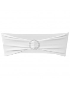Fascia Elasticizzata Bianca Decorativa Sedia con Fibbia Diamante 25 pz 2