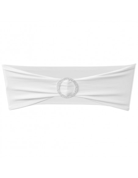 Fascia Elasticizzata Bianca Decorativa Sedia con Fibbia Diamante 25 pz