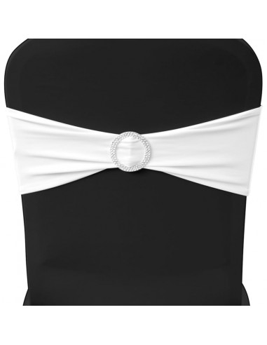 Fascia Elasticizzata Bianca Decorativa Sedia con Fibbia Diamante 25 pz