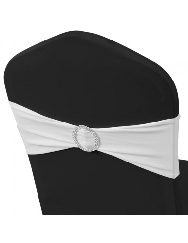 Fascia Elasticizzata Bianca Decorativa Sedia con Fibbia Diamante 25 pz