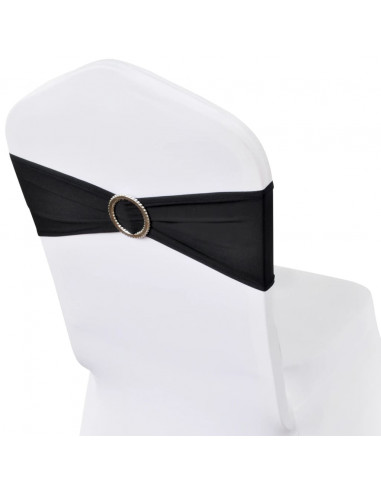 Fascia Elasticizzata Nera Decorativa Sedia con Fibbia Diamante 25 pz