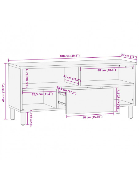 Mobile Porta TV Nero 100x33x46 cm in Legno Multistrato