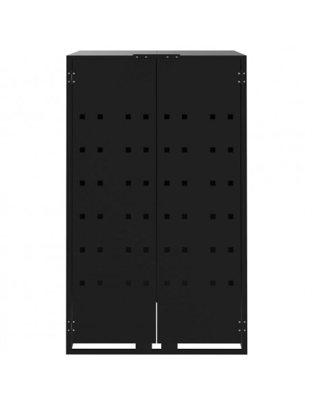 Copribidone con Ruote per 4 Bidoni Nera 276x79x117cm in Acciaio